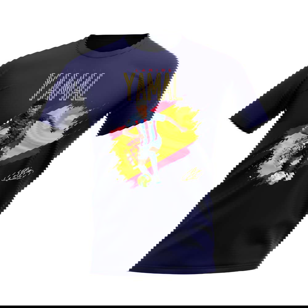 Lamine Yamal Barcelona Flag T-Shirt (Navy)