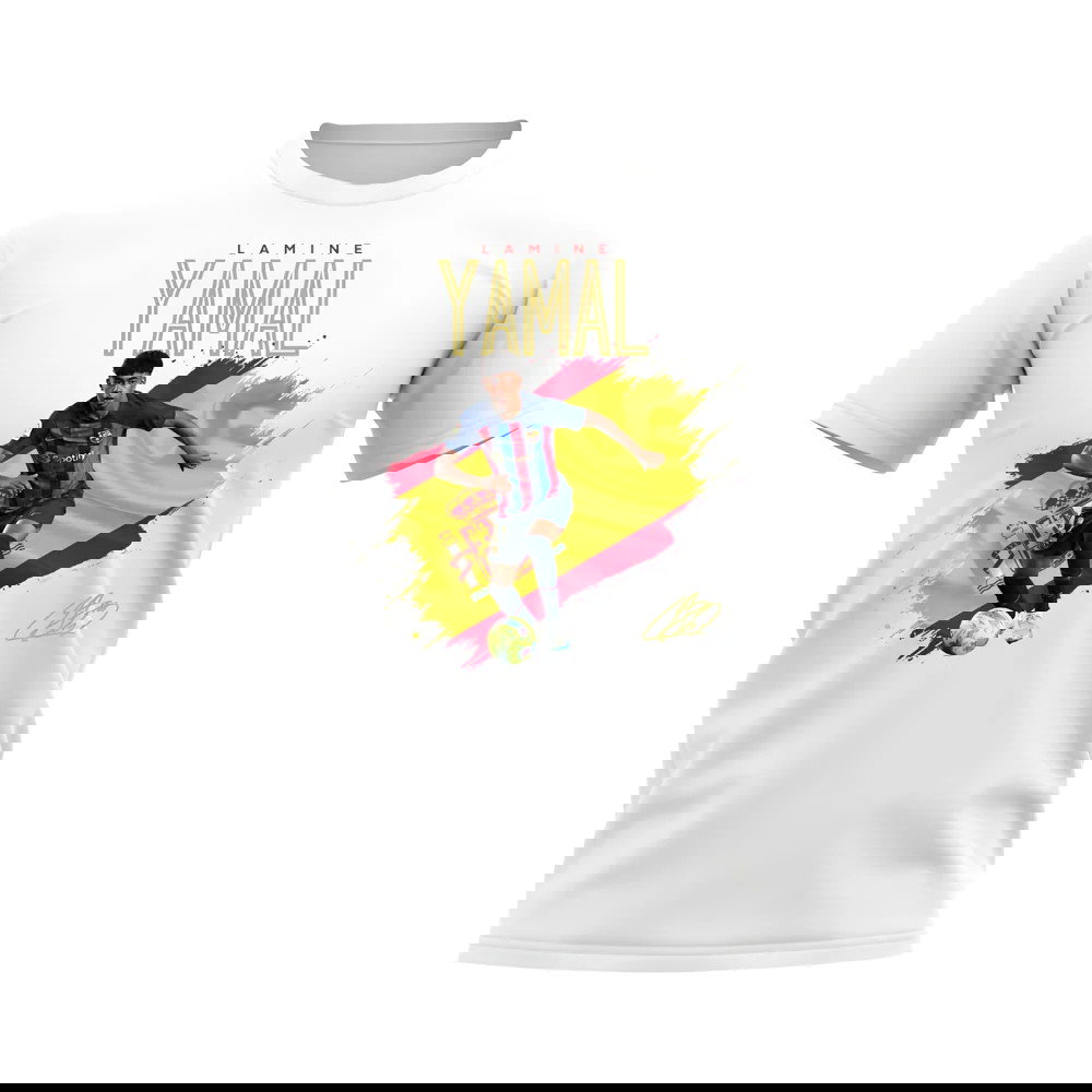 Lamine Yamal Barcelona Flag T-Shirt (White)