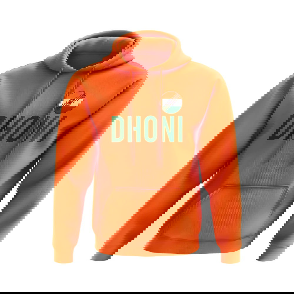 MS Dhoni India Name Hoody (Orange)