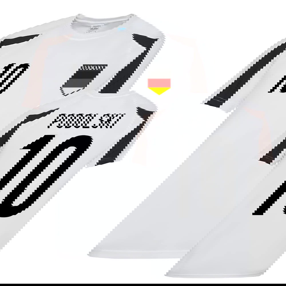 Lukas Podolski Germany Sports Training Jersey (White-Black)