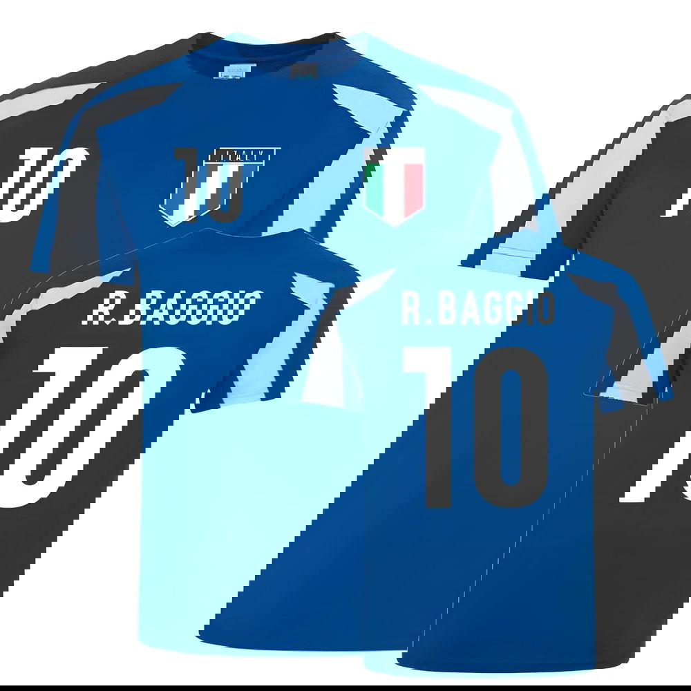 Roberto Baggio Italy Sports Training Jersey (Blue-White)