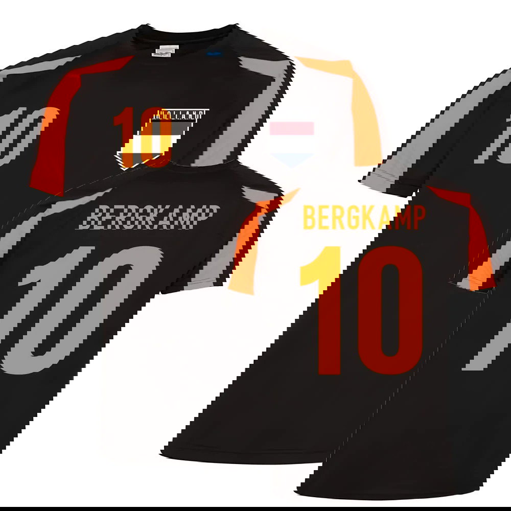 Dennis Bergkamp Holland Sports Training Jersey (Black-Orange)