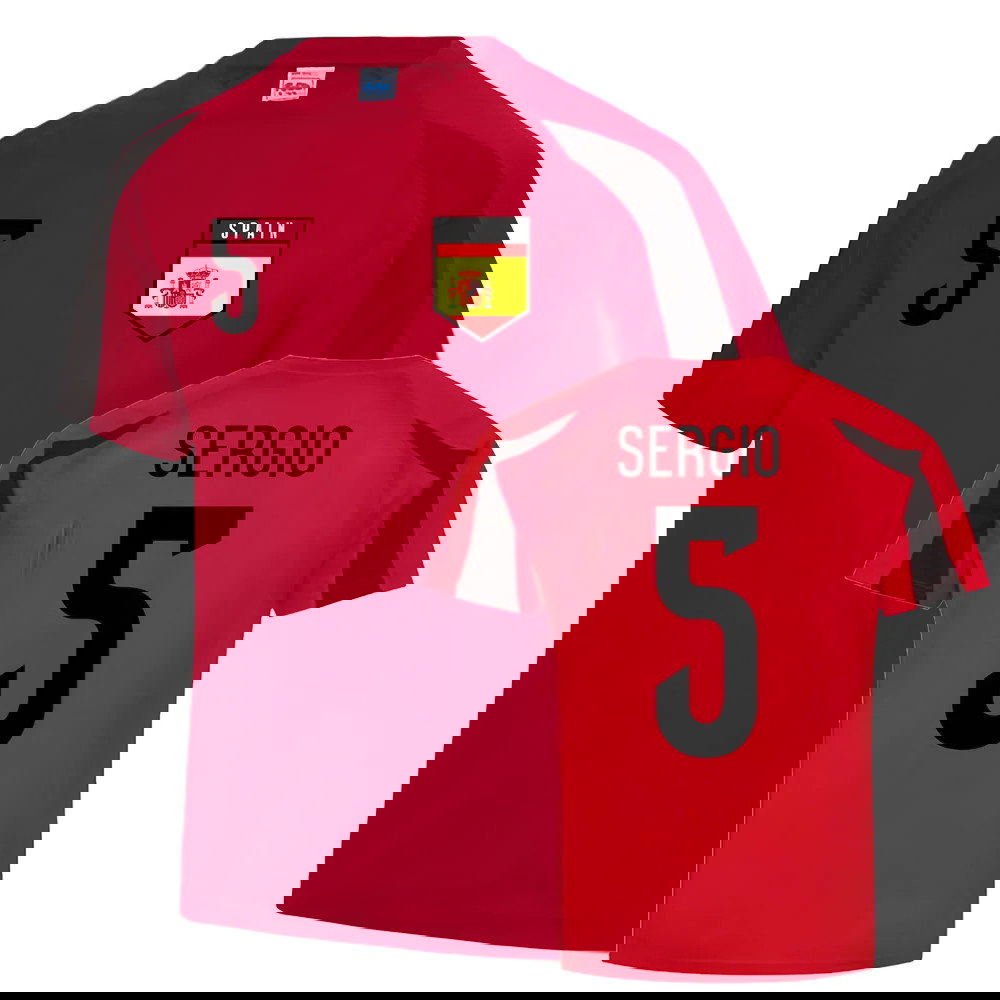 Sergio Busquets Spain Sports Training Jersey (Red-Black)