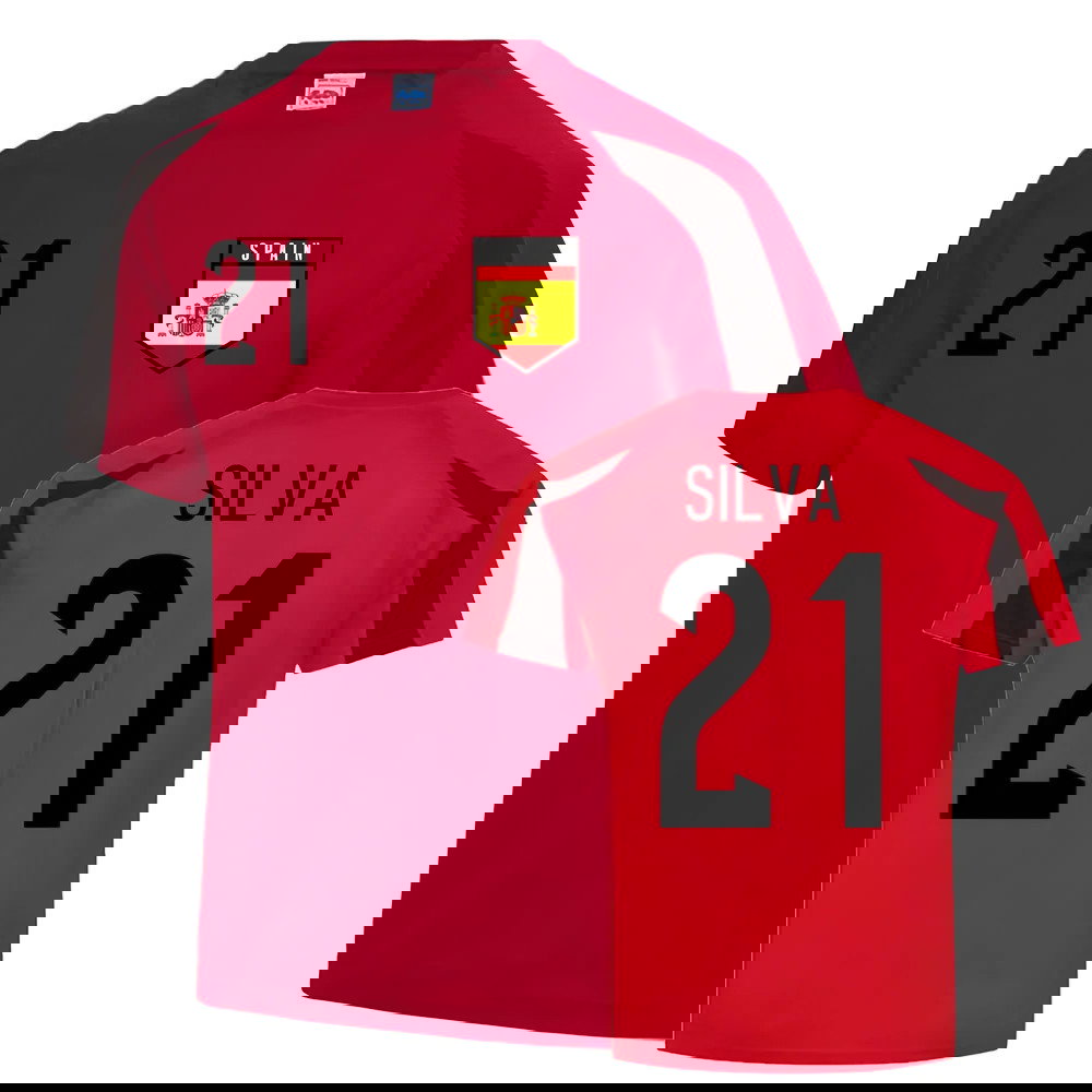 David Silva Spain Sports Training Jersey (Red-Black)