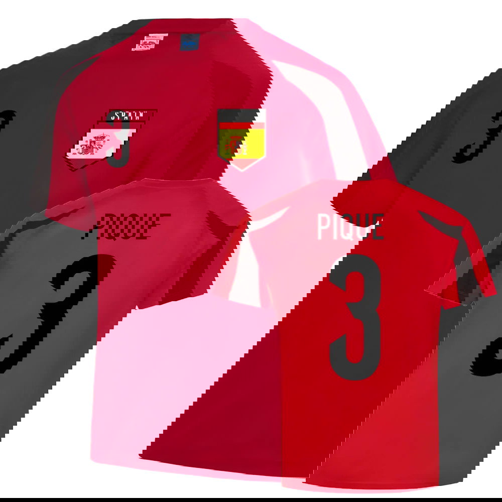 Gerard Pique Spain Sports Training Jersey (Red-Black)