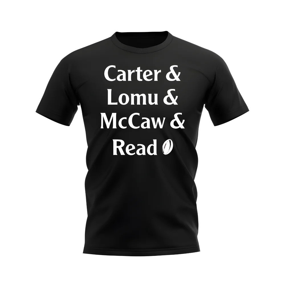 Carter, Lomu, McCaw, Read All Blacks Rugby T-Shirt (Black)