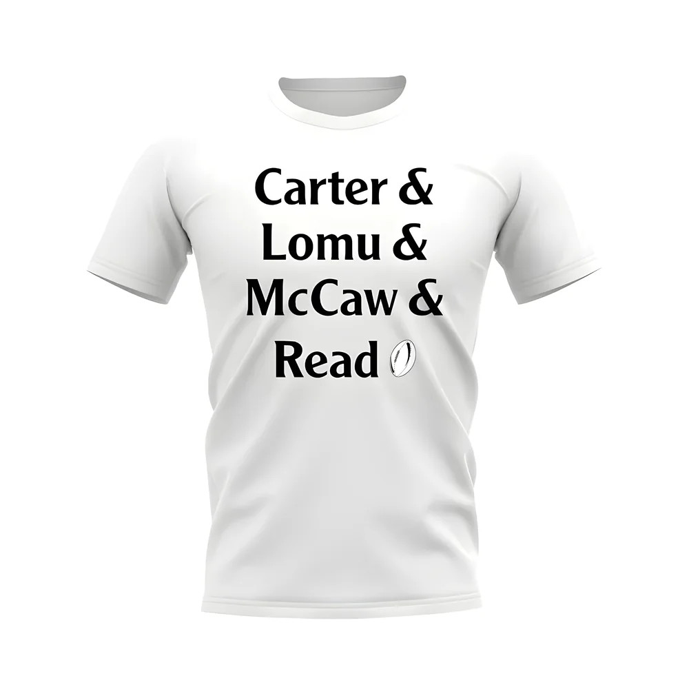 Carter, Lomu, McCaw, Read All Blacks Rugby T-Shirt (White)