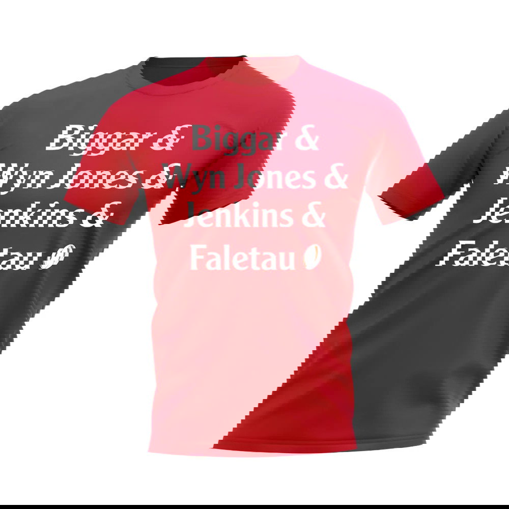 Biggar, Wyn Jones, Jenkins, Faletau Wales Rugby T-Shirt (Red)