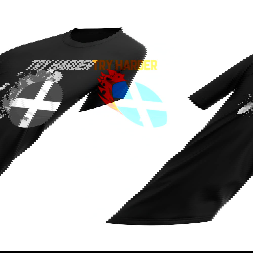 Scotland Try Harder Rugby T-Shirt (Black)