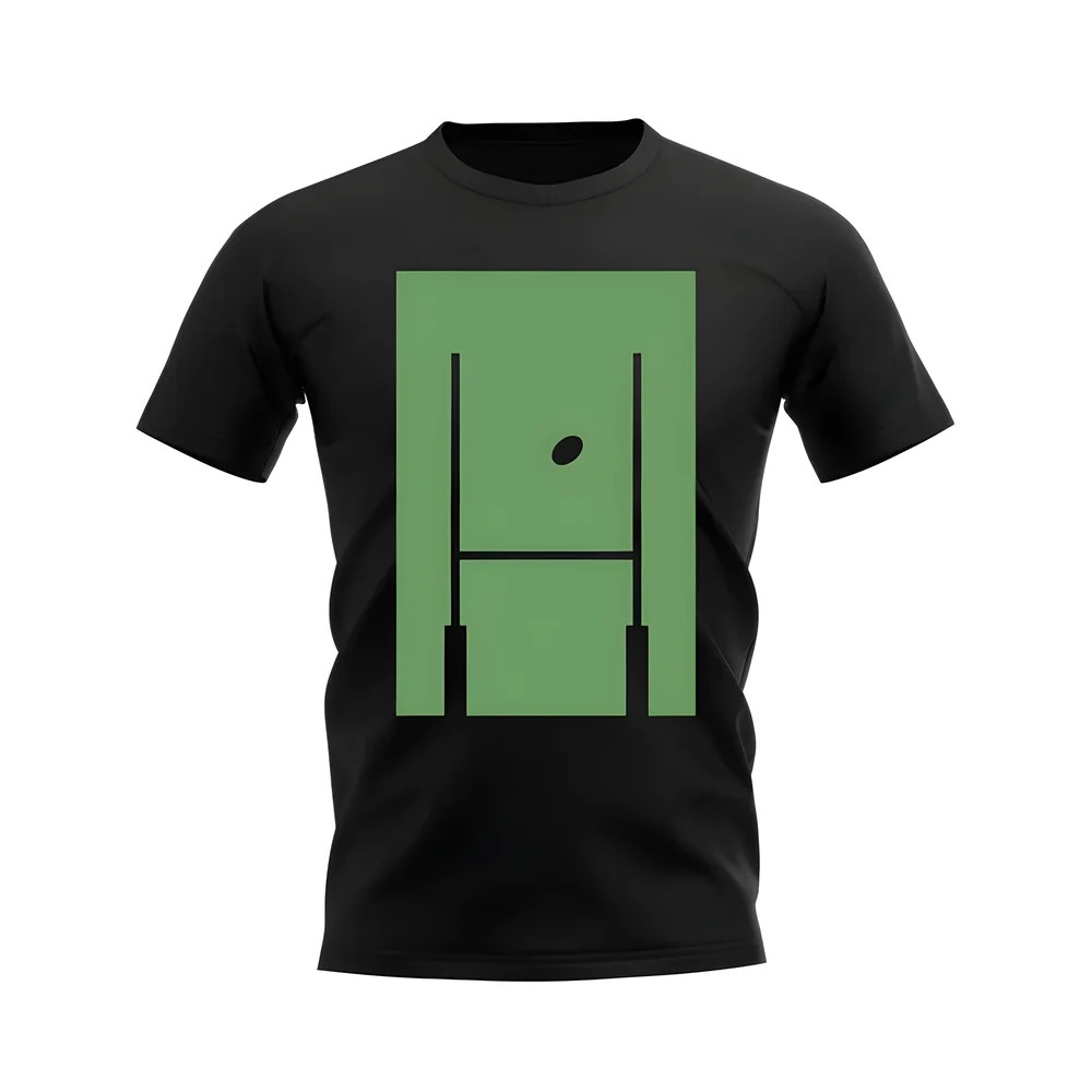 Between The Posts Green Logo Rugby T-Shirt (Black)
