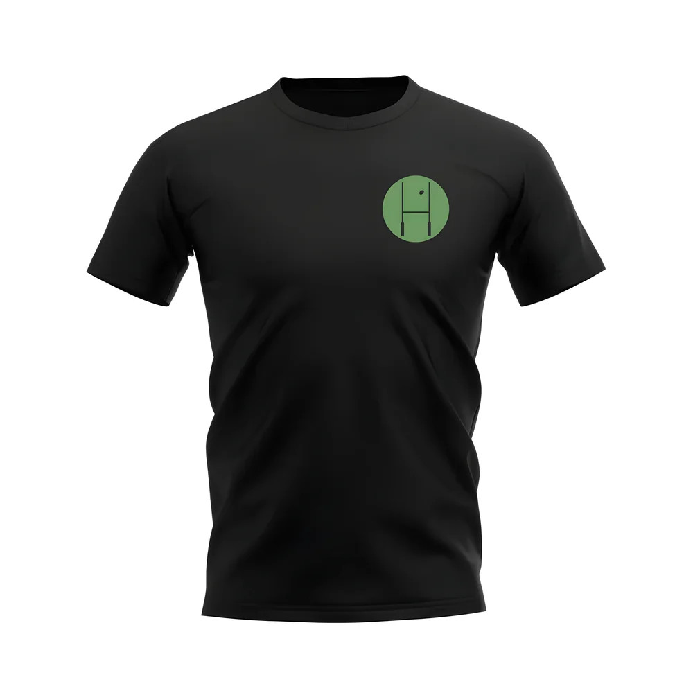Between The Posts Green Badge Rugby T-Shirt (Black)