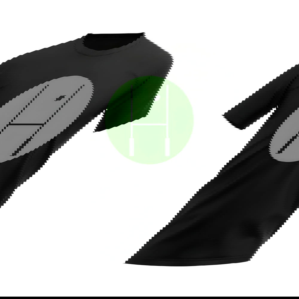 Between The Posts Green Circle Rugby T-Shirt (Black)