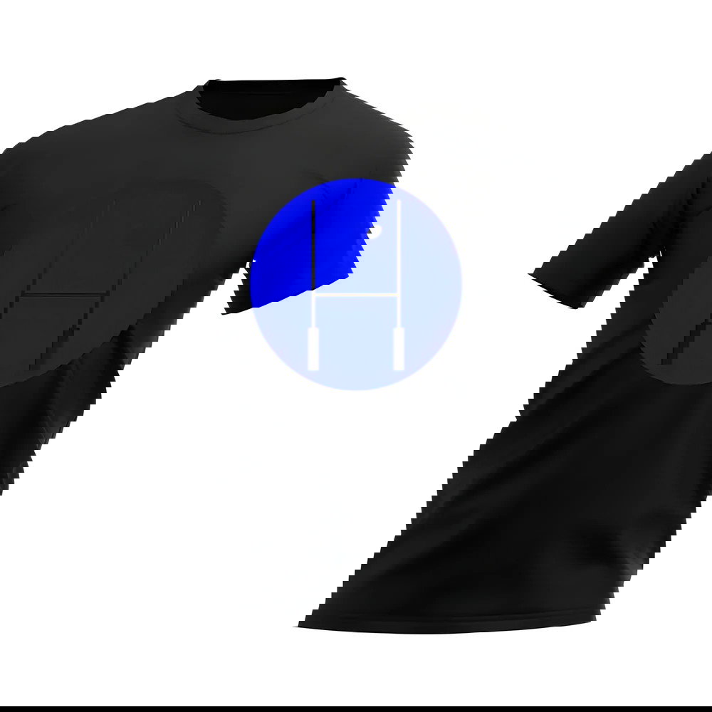 Between The Posts Blue Circle Rugby T-Shirt (Black)
