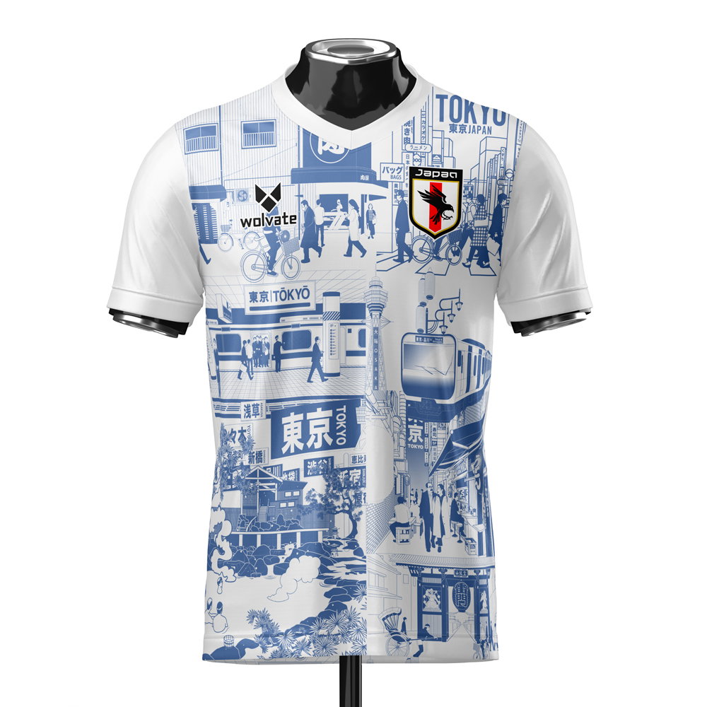 Japan Tokyo Heritage Football Jersey Blue (Wolvate) Adult Short Sleeve (Honda 4)