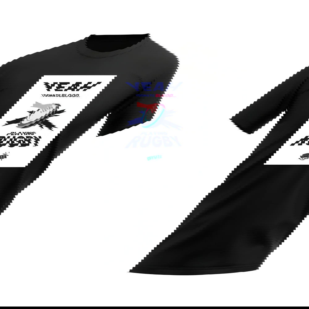 I Donate Blood Rugby T-Shirt (Black/White)