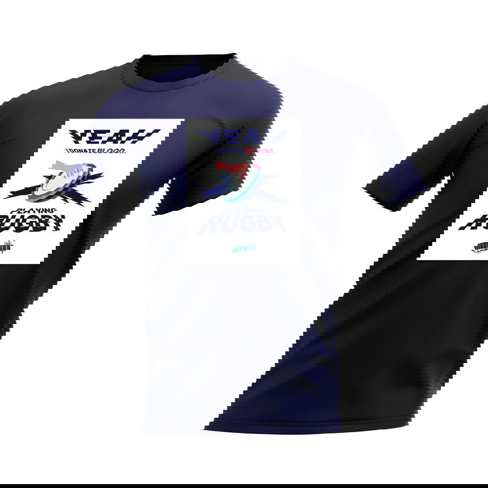 I Donate Blood Rugby T-Shirt (Navy/White)