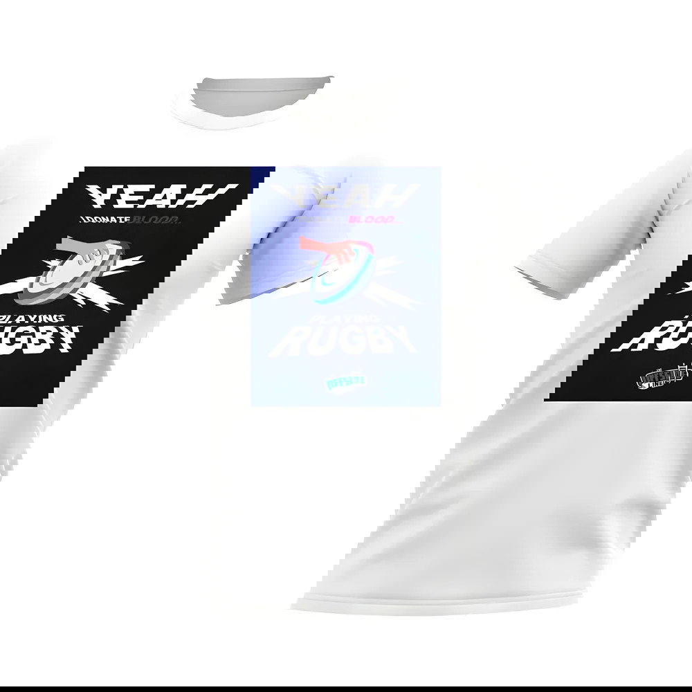 I Donate Blood Rugby T-Shirt (White/Navy)