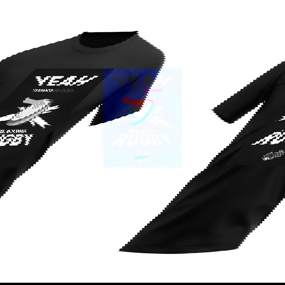 I Donate Blood Rugby T-Shirt (Black/Navy)