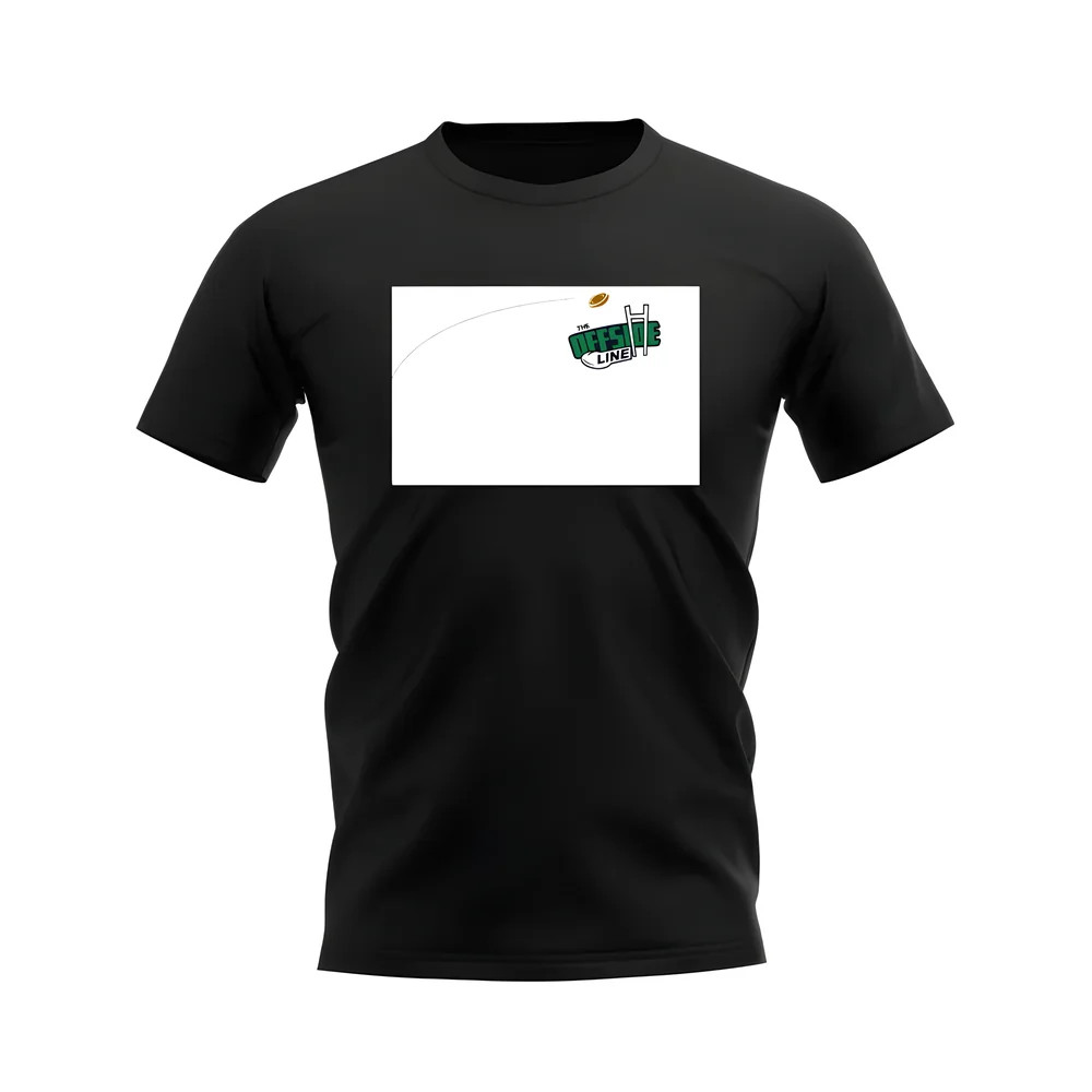 Rugby Ball Offside Line T-Shirt (Black/White)