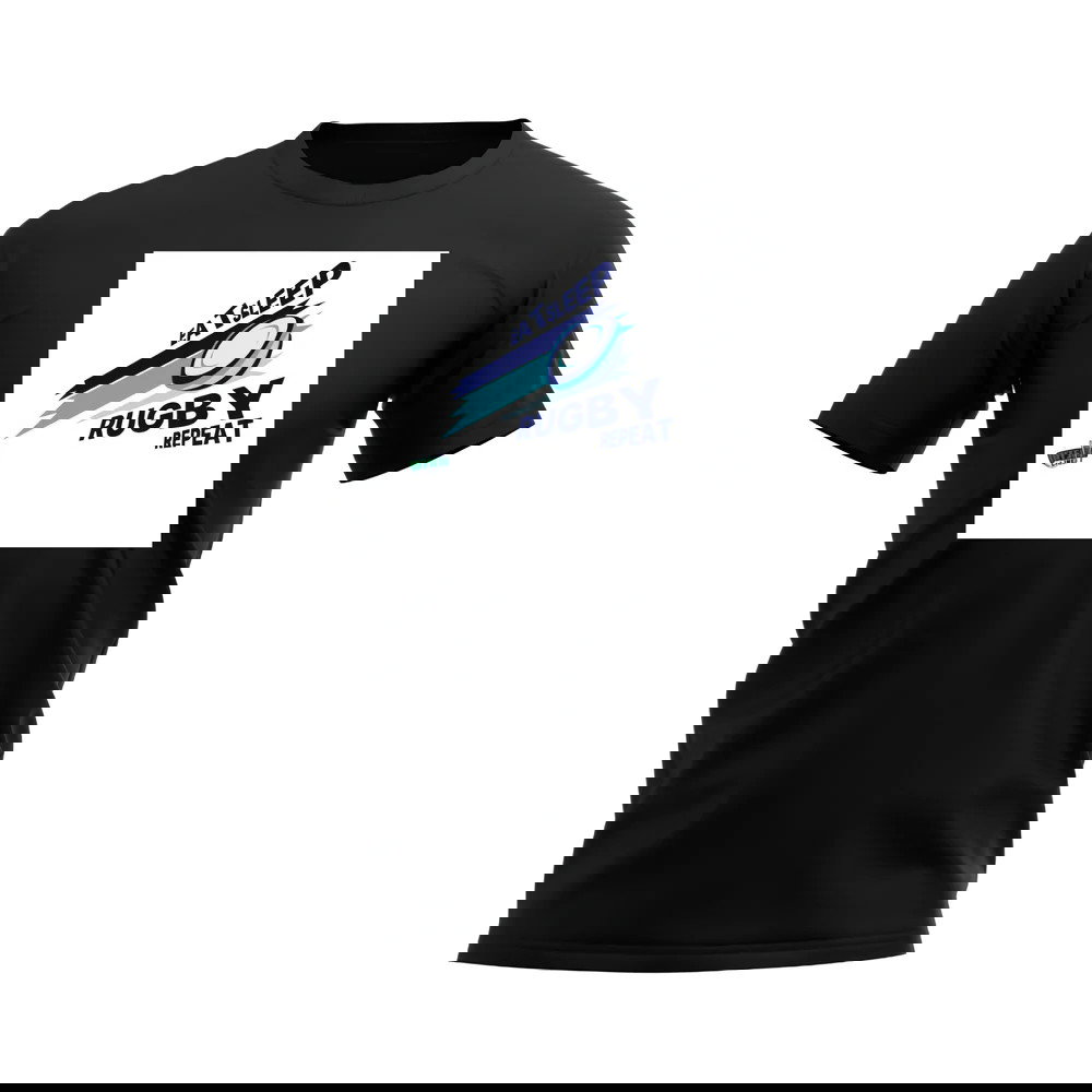 Eat, Sleep, Rugby Repeat T-Shirt - Version 6 (Black/White)