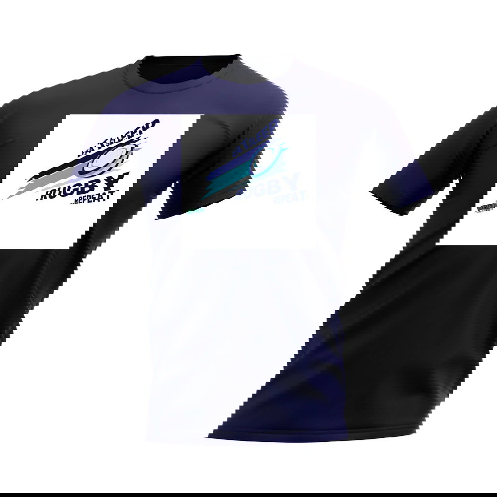 Eat, Sleep, Rugby Repeat T-Shirt - Version 6 (Navy/White)