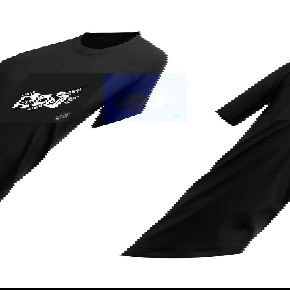 Eat, Sleep, Rugby Repeat T-Shirt - Version 11 (Black/Navy)