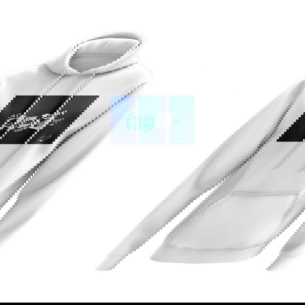 Eat, Sleep, Rugby Repeat Hoody - Version 9 (White/Blue)