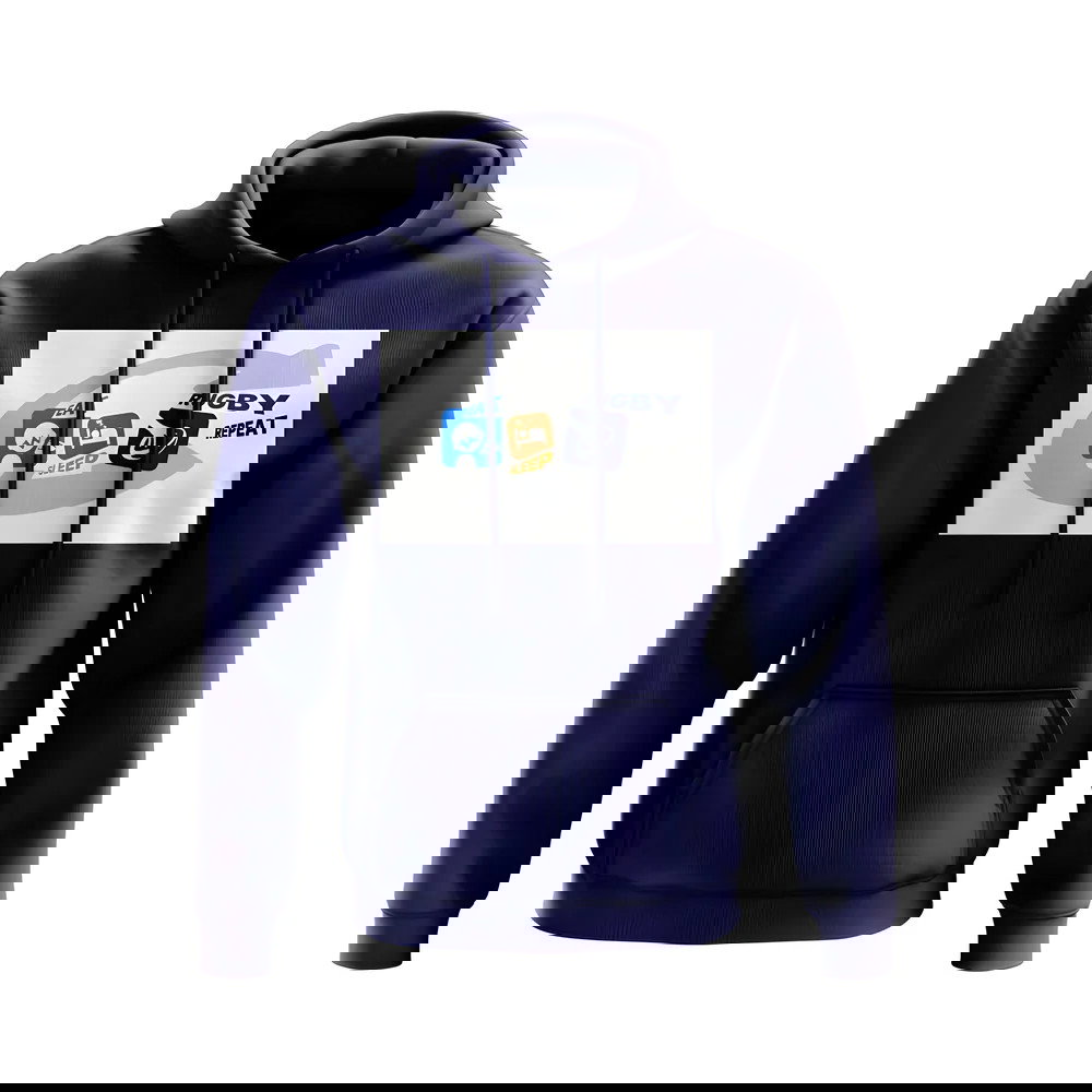 Eat, Sleep, Rugby Repeat Hoody - Version 12 (Navy/White)