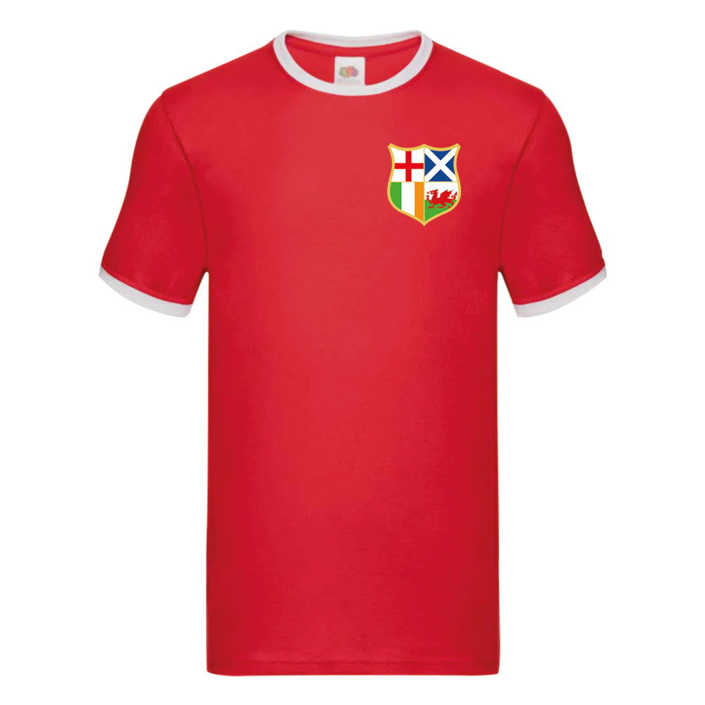 British and Irish Lions Ringer T-Shirt (Red) (Dallaglio 8)