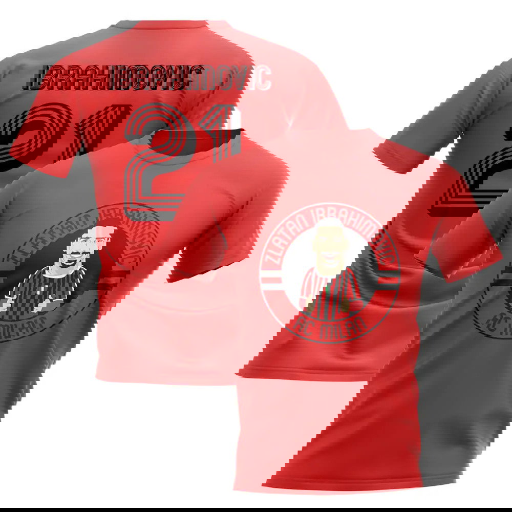 Zlatan Ibrahimovic AC Milan Illusration T-Shirt (Red)