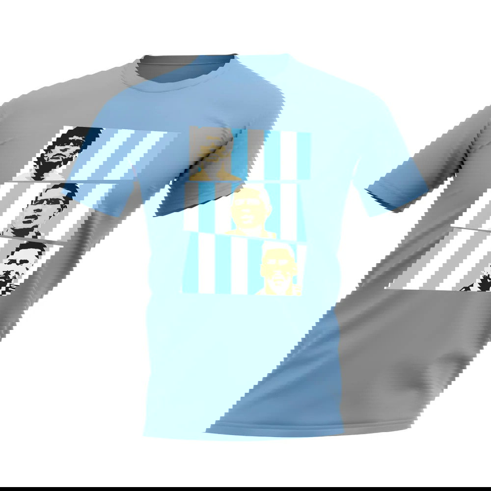 Maradona Riquelme Messi Argentina Trio T-Shirt (Sky)