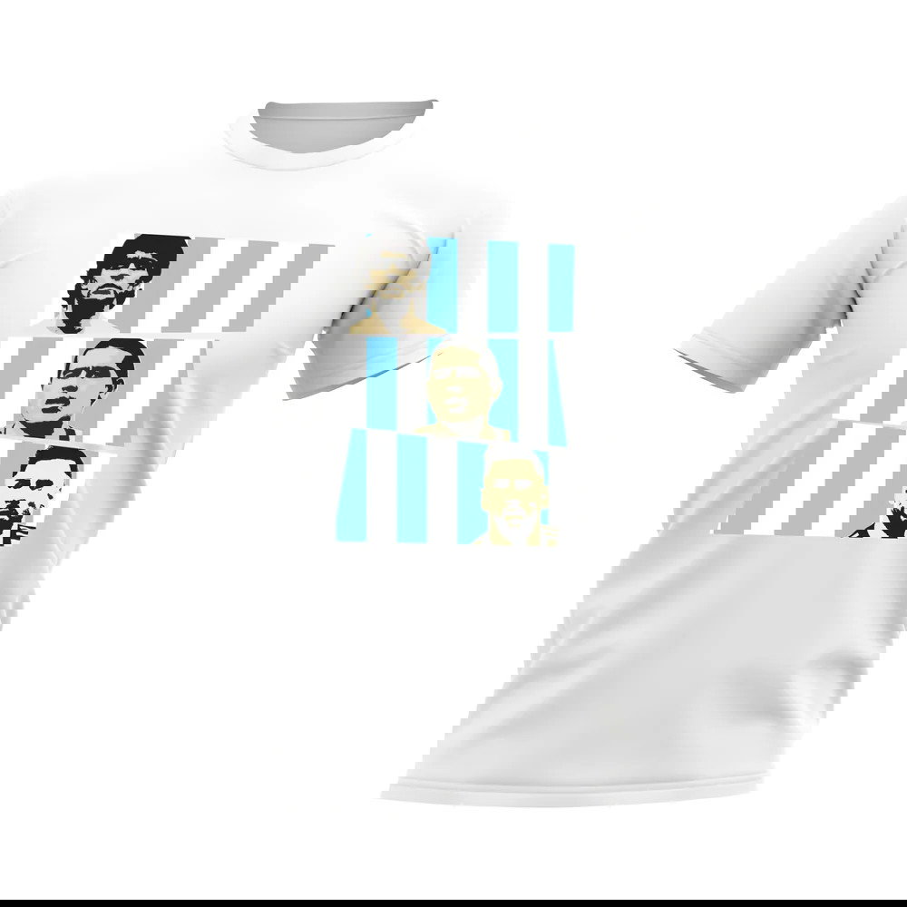 Maradona Riquelme Messi Argentina Trio T-Shirt (White)