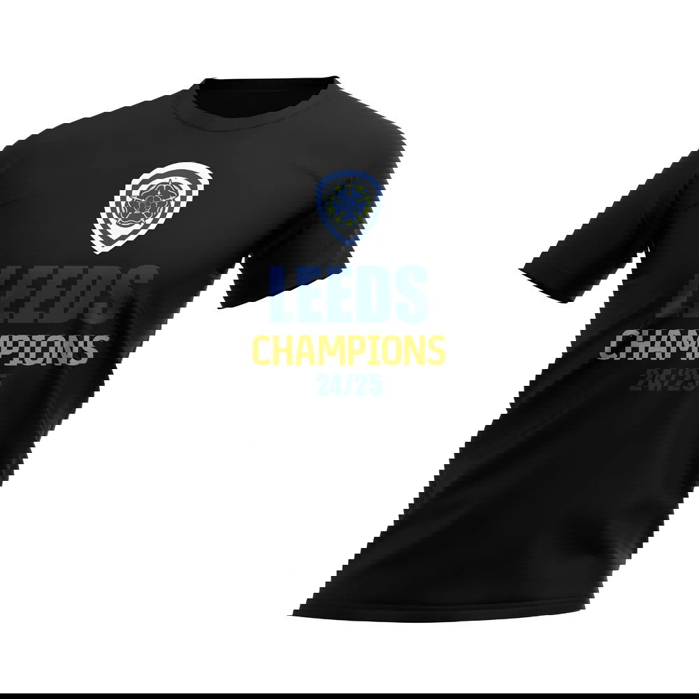 Leeds United 2024-25 Champions T-Shirt (Black)