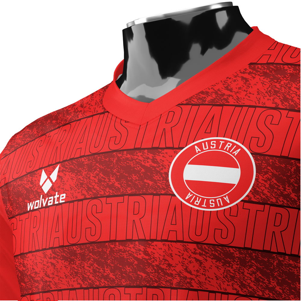 Austria Heritage Red Football Jersey (Wolvate) Adult Short Sleeve