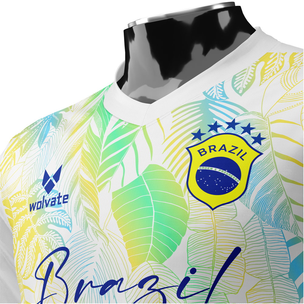 Brazil DNA White Concept Football Jersey (Wolvate) Kids Short Sleeve