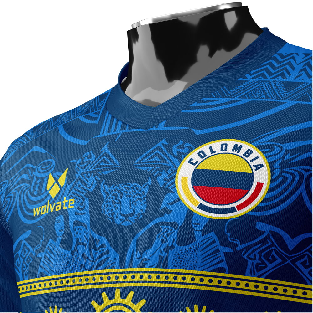 Colombia DNA Blue Concept Football Jersey (Wolvate) Adult Short Sleeve