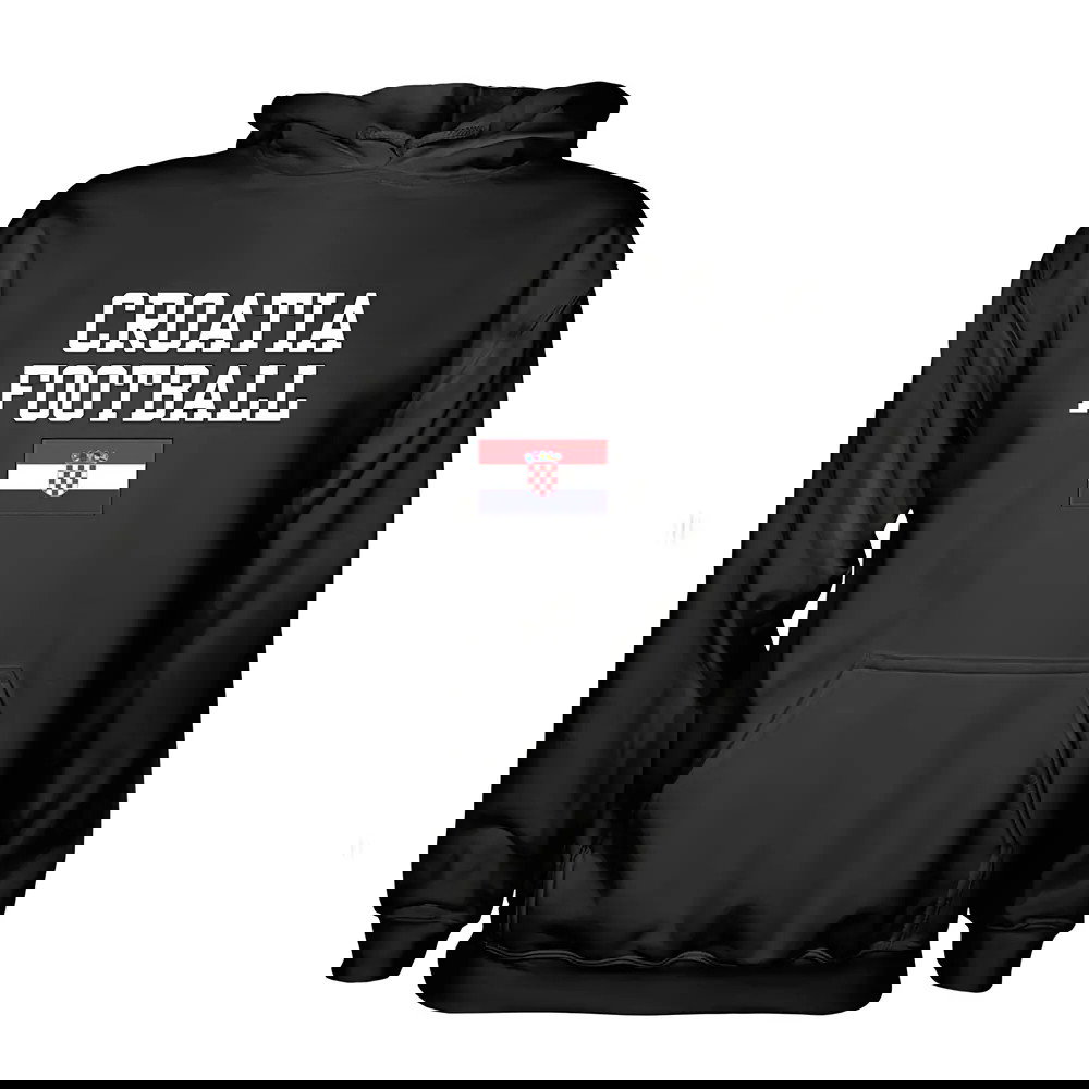 Croatia Football Hoodie - Black