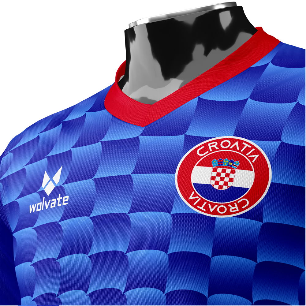 Croatia Heritage Football Jersey Blue (Wolvate) Kids Short Sleeve