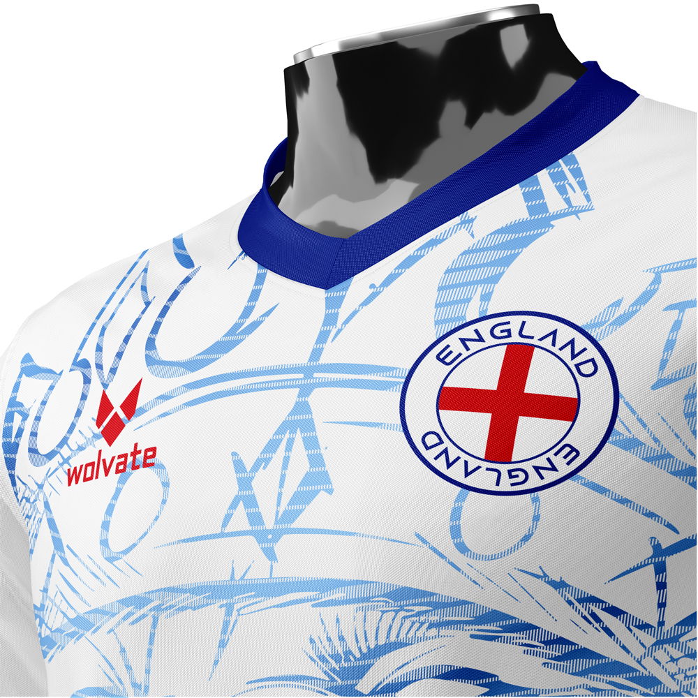 England Heritage Football Jersey White/Blue (Wolvate) Adult Short Sleeve