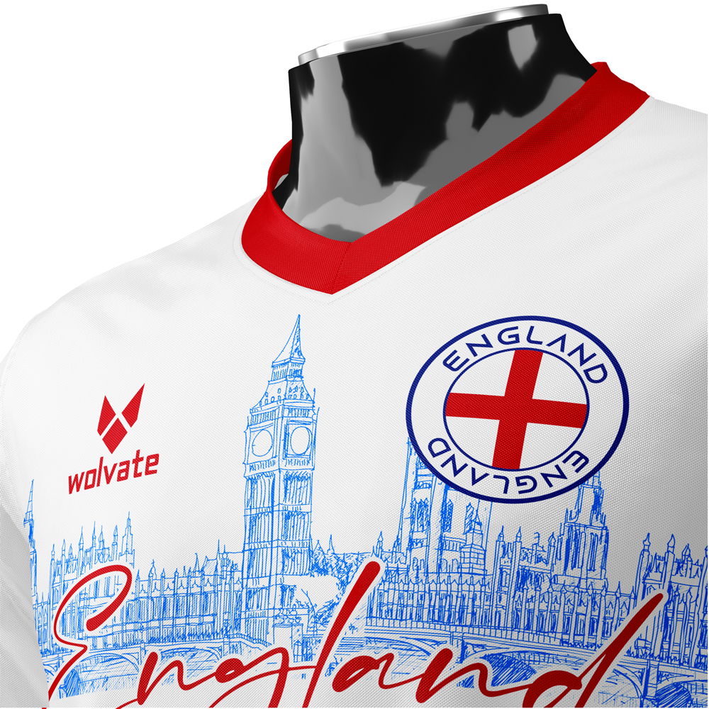 England Heritage Football Jersey White/Red (Wolvate) Adult Short Sleeve
