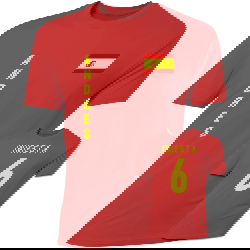 Andres Iniesta Spain Flag T-Shirt (Red)