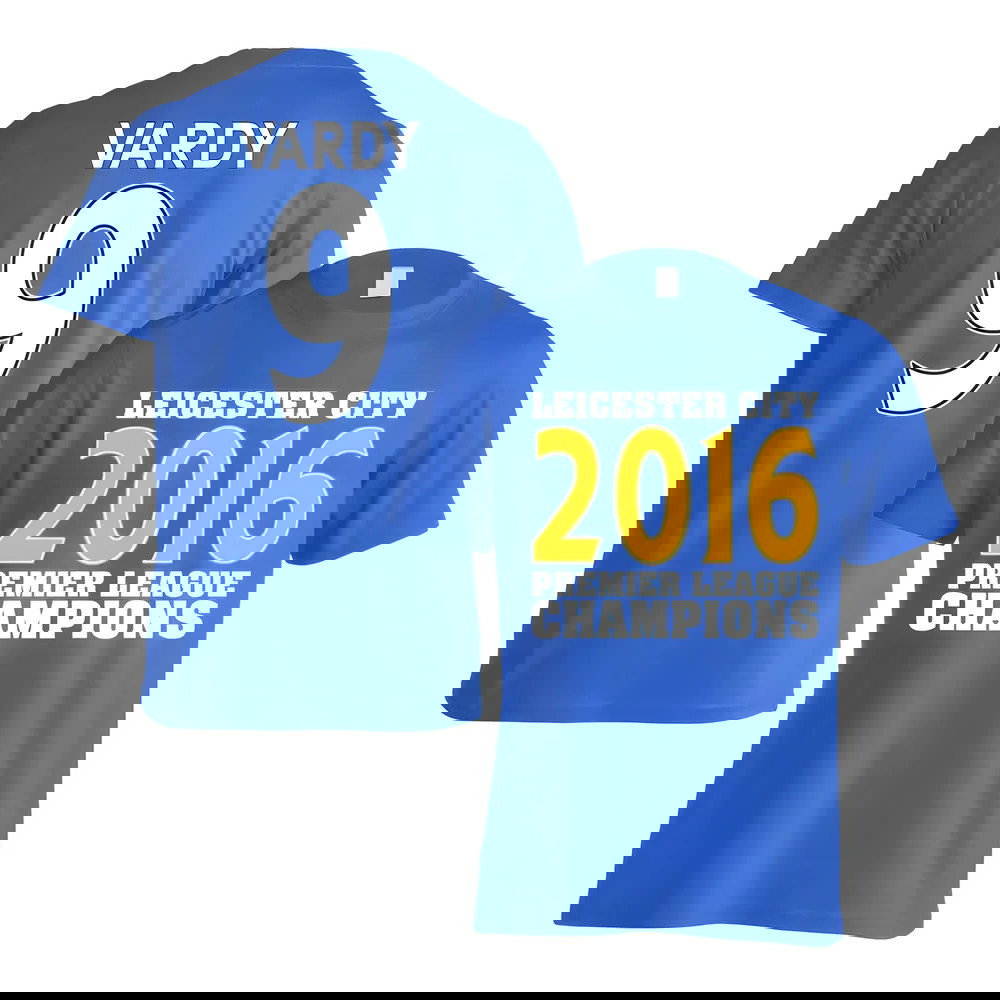 Leicester City 2016 Premier League Champions T-Shirt (Vardy 9) Blue