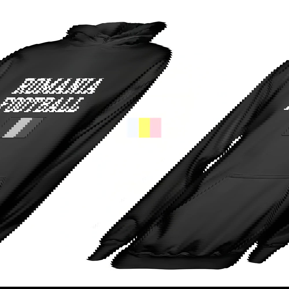Romania Football Hoodie - Black