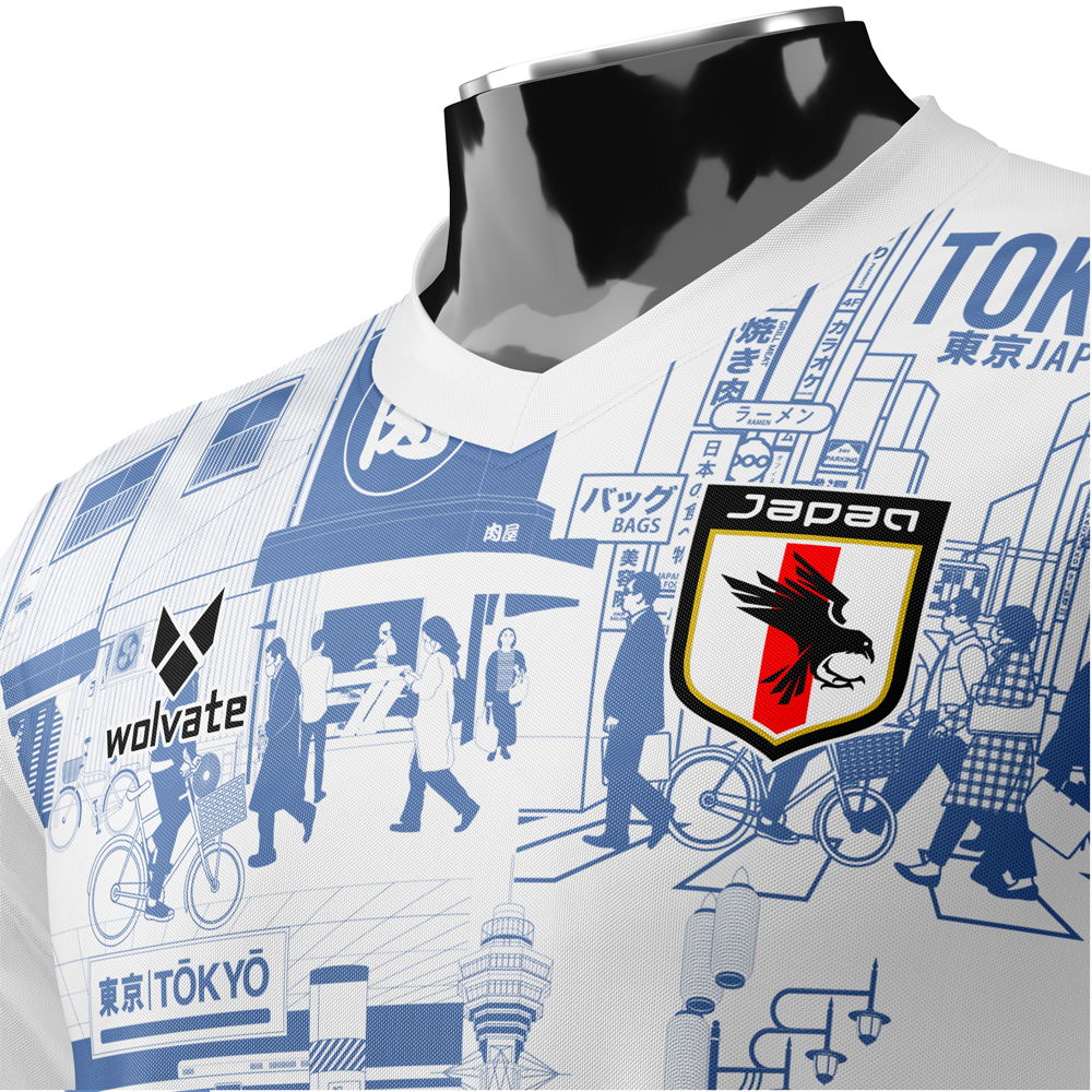 Japan Tokyo Heritage Football Jersey Blue (Wolvate) Adult Short Sleeve