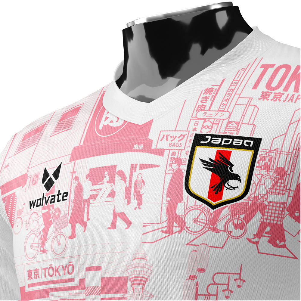 Japan Tokyo Heritage Football Jersey Red (Wolvate) Kids Short Sleeve