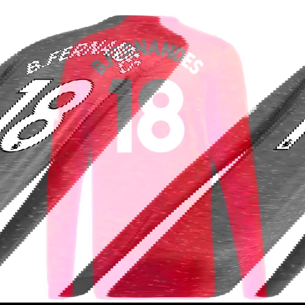 2020-2021 Man Utd Adidas Home Long Sleeve Shirt (B.FERNANDES 18)