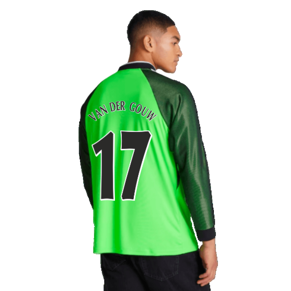 1998-1999 Manchester United Retro Goalkeeper Jersey (Green) (Van Der Gouw 17)