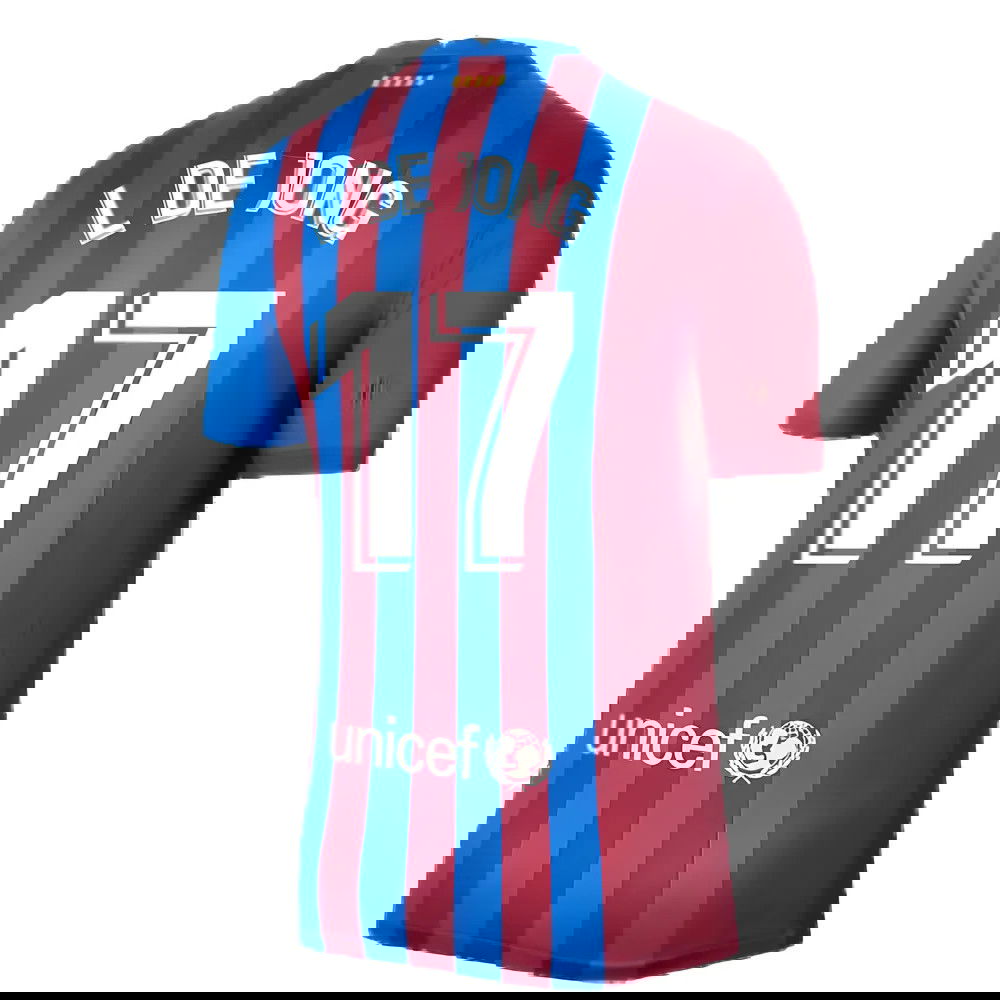 2021-2022 Barcelona Home Shirt (L DE JONG 17)