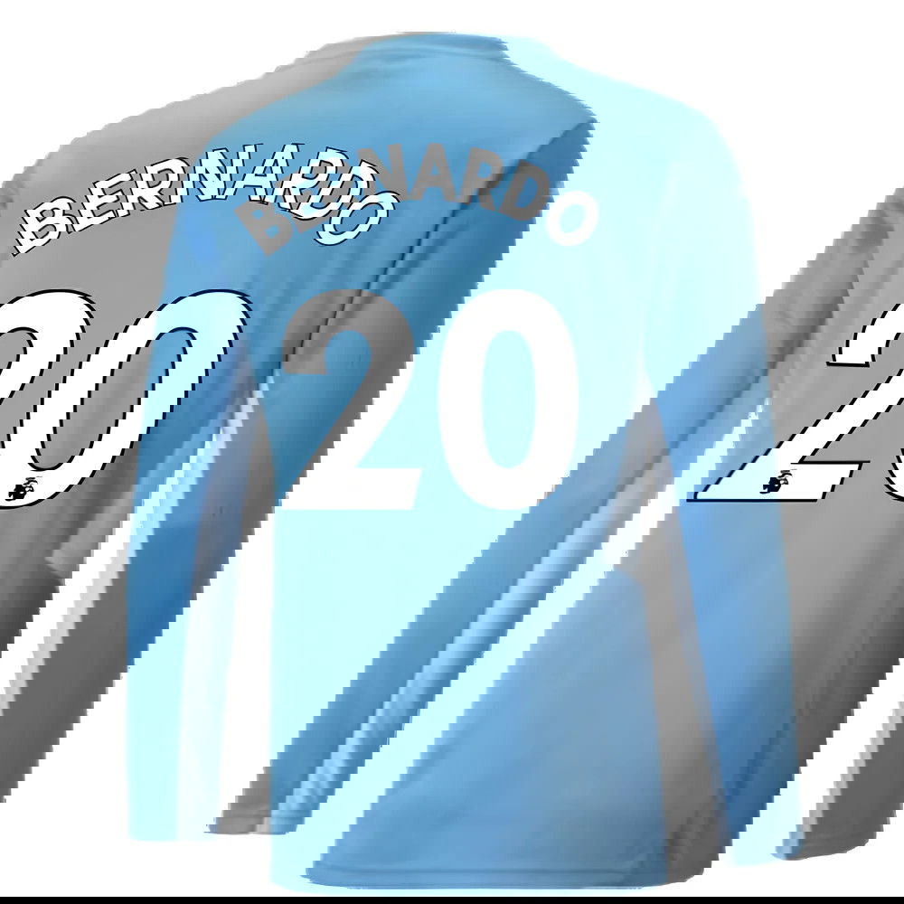 2021-2022 Man City Long Sleeve Home Shirt (BERNARDO 20)