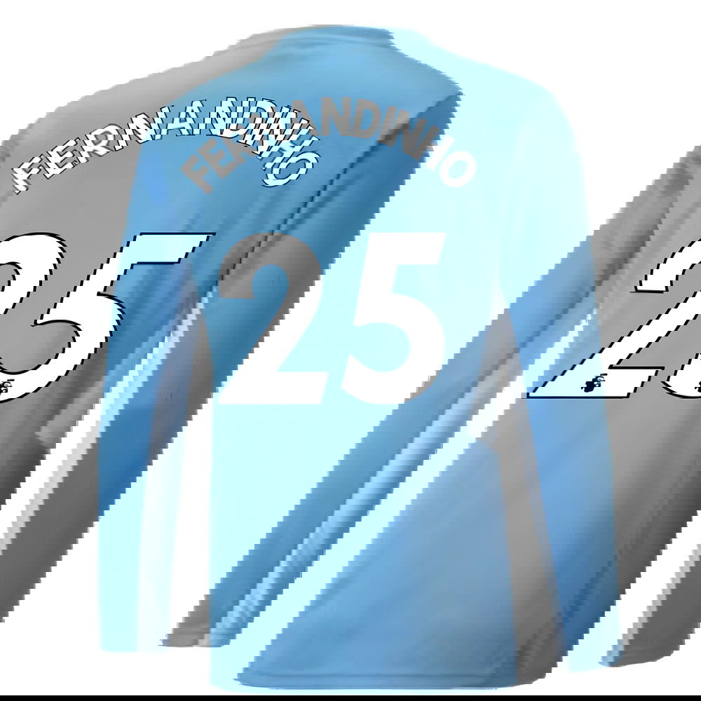 2021-2022 Man City Long Sleeve Home Shirt (FERNANDINHO 25)